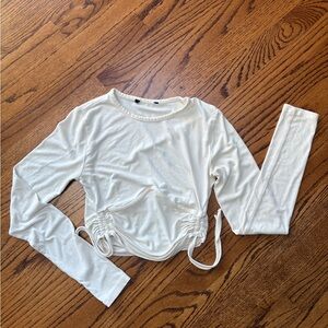 Cream Off-White Long Sleeve Crop Top